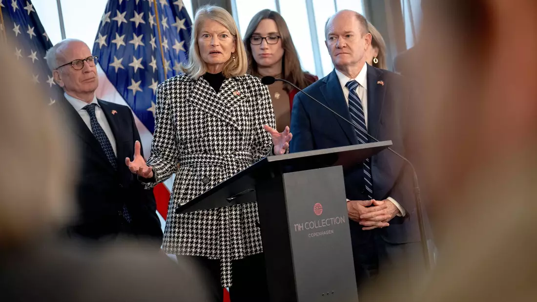 Die Gruppe der US-Parlamentarier in Kopenhagen.  - Bild: Ida Marie Odgaard/AP/dpa