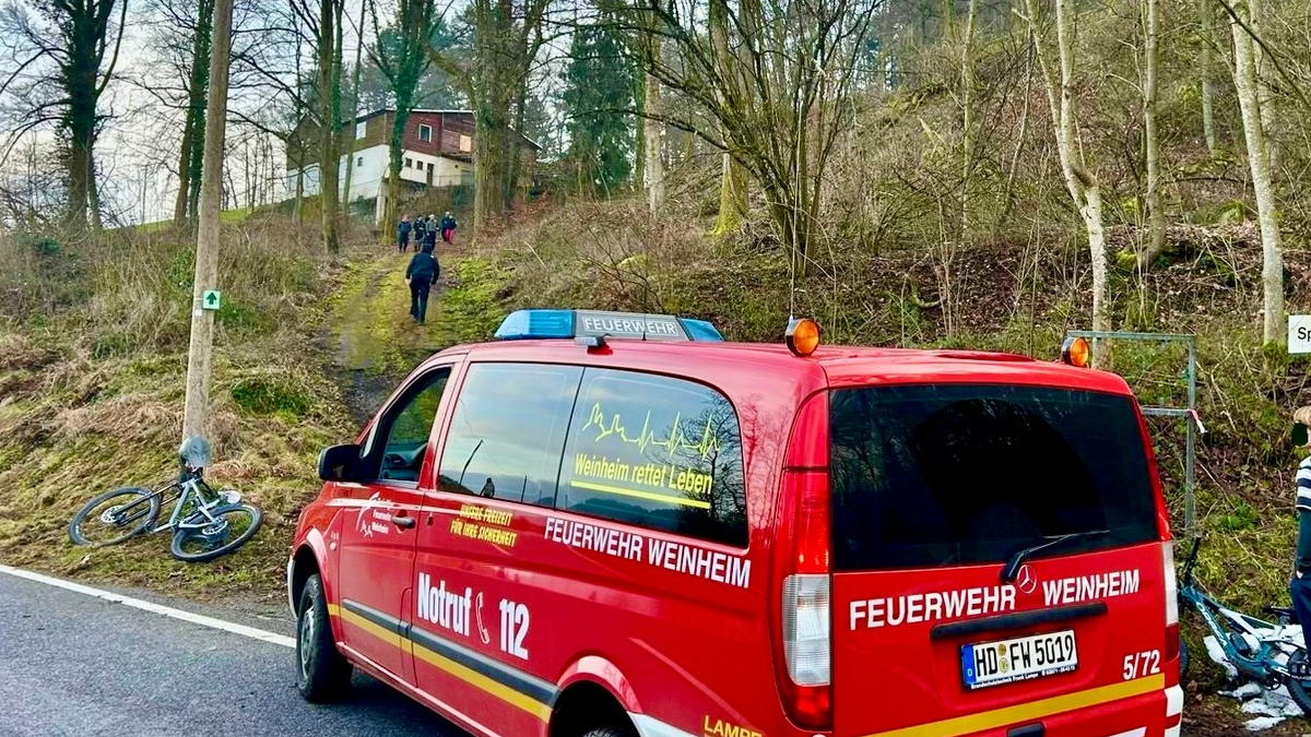 FW Weinheim: Fahrradfahrer verletzt sich nach Sturz in Rippenweier - Foto: presseportal.de