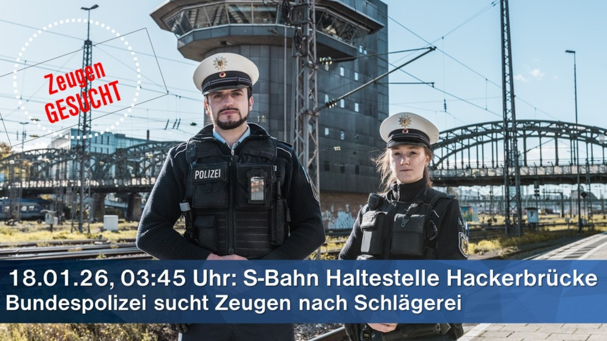 Bundespolizeidirektion München: Zeugenaufruf nach Schlägerei an der Hackerbrücke / Vier Tatverdächtige vor den Haftrichter - Foto: presseportal.de