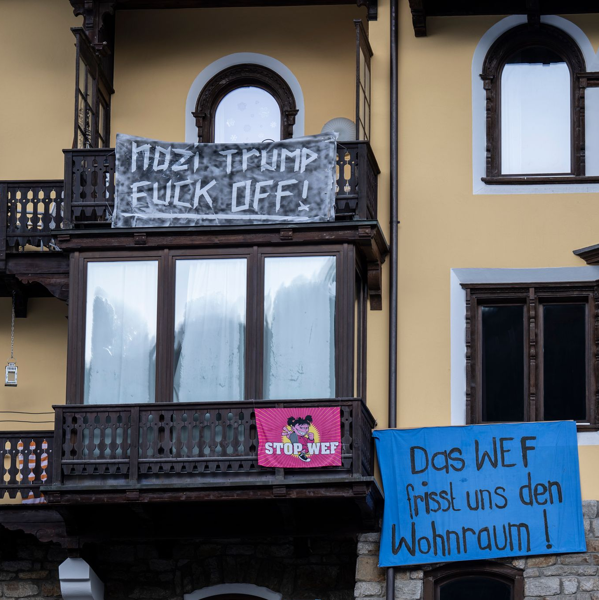 In Davos sehen einige Einwohner die jährliche Veranstaltung kritisch. - Foto: Gian Ehrenzeller/KEYSTONE/dpa