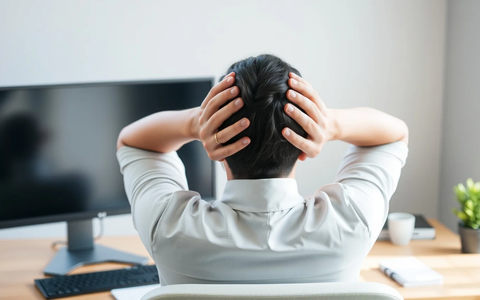 Kopf-in-Hände-Übung bekämpft den Büro-Nacken - Foto: über boerse-global.de