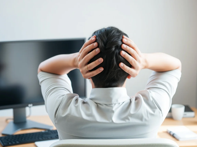 Kopf-in-Hände-Übung bekämpft den Büro-Nacken - Foto: über boerse-global.de