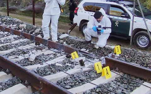 Ein vorläufiger Untersuchungsbruch sieht den Bruch einer Schiene als wahrscheinliche Ursache der Katastrophe. - Foto: Uncredited/Guardia Civil via AP/dpa