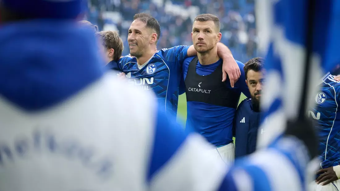 Dzeko (r) ist nun auch spielerisch auf Schalke angekommen. - Bild: Bernd Thissen/dpa