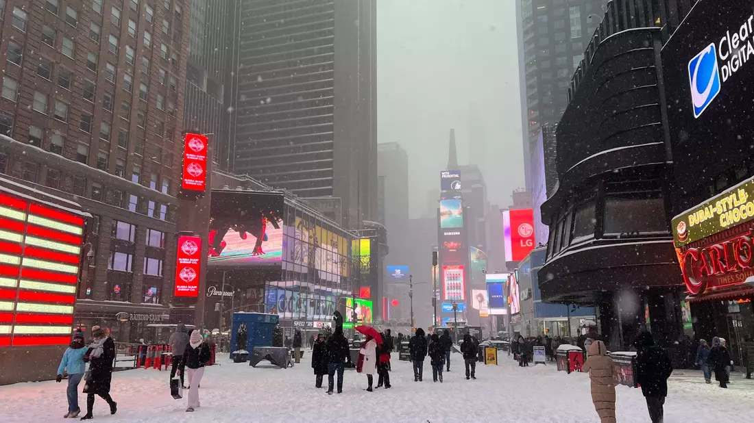 Deutlich weniger los - der Times Square. - Bild: Christina Horsten/dpa