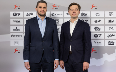 Marc Lenz (l.) und Steffen Merkel: Rekordzahlen beim Wirtschaftsreport der DFL. - Foto: Jürgen Kessler/dpa