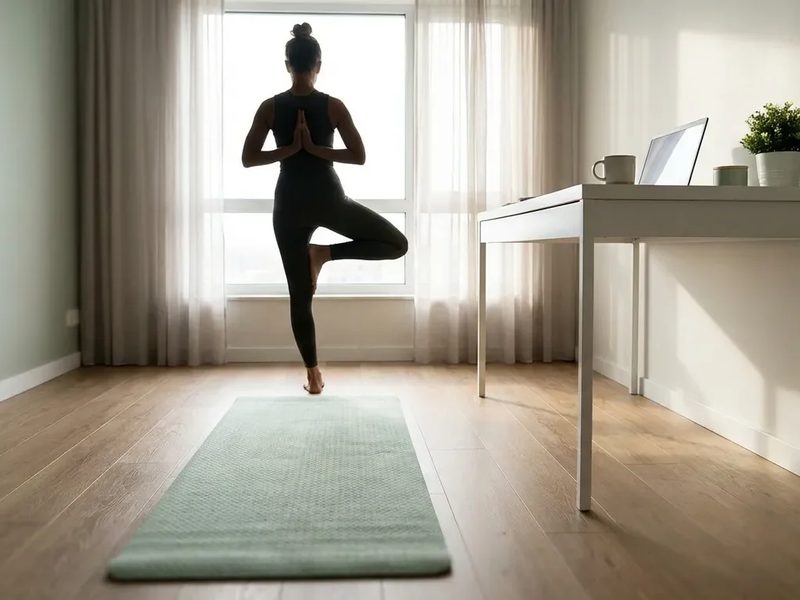 Yoga-Pausen steigern Konzentration im digitalen Alltag - Foto: über boerse-global.de