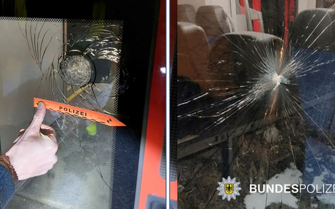Bundespolizeidirektion München: Zug beworfen - Scheiben gesplittert - Foto: presseportal.de