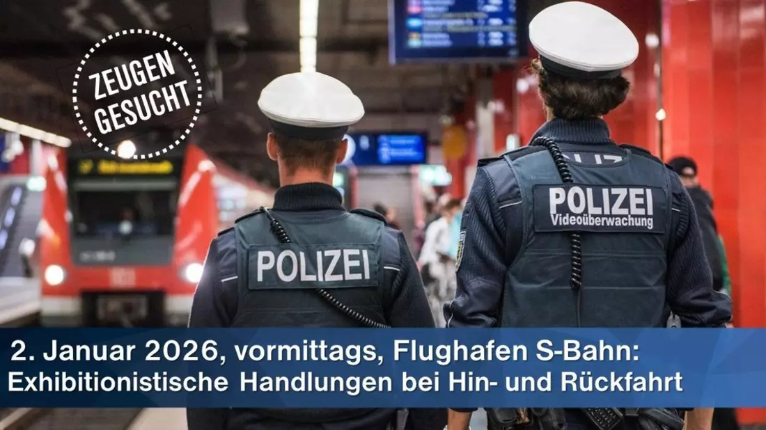Bundespolizeidirektion München: Zeugenaufruf Exhibitionistische Handlungen 30-Jähriger in S8 auffällig - Bild: presseportal.de