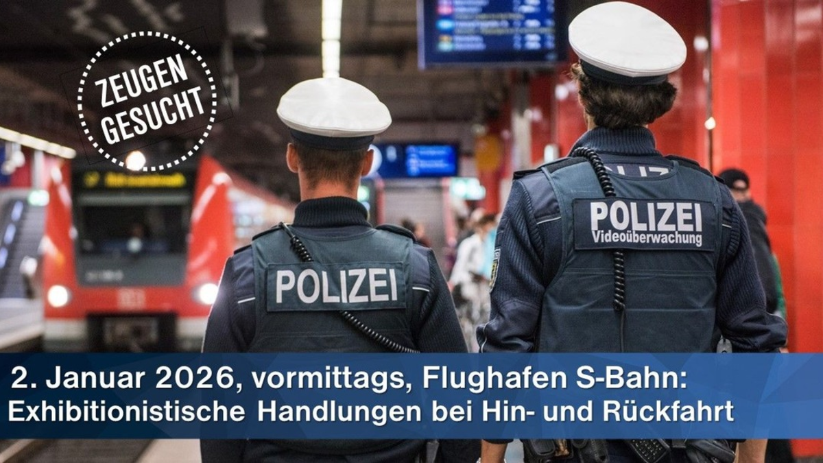 Bundespolizeidirektion München: Zeugenaufruf Exhibitionistische Handlungen 30-Jähriger in S8 auffällig - Foto: presseportal.de