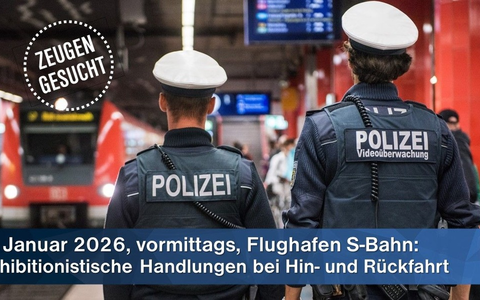 Bundespolizeidirektion München: Zeugenaufruf Exhibitionistische Handlungen 30-Jähriger in S8 auffällig - Foto: presseportal.de