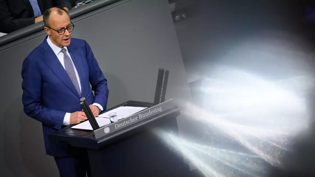 Merz bei seiner Regierungserklärung.  - Bild: Bernd von Jutrczenka/dpa