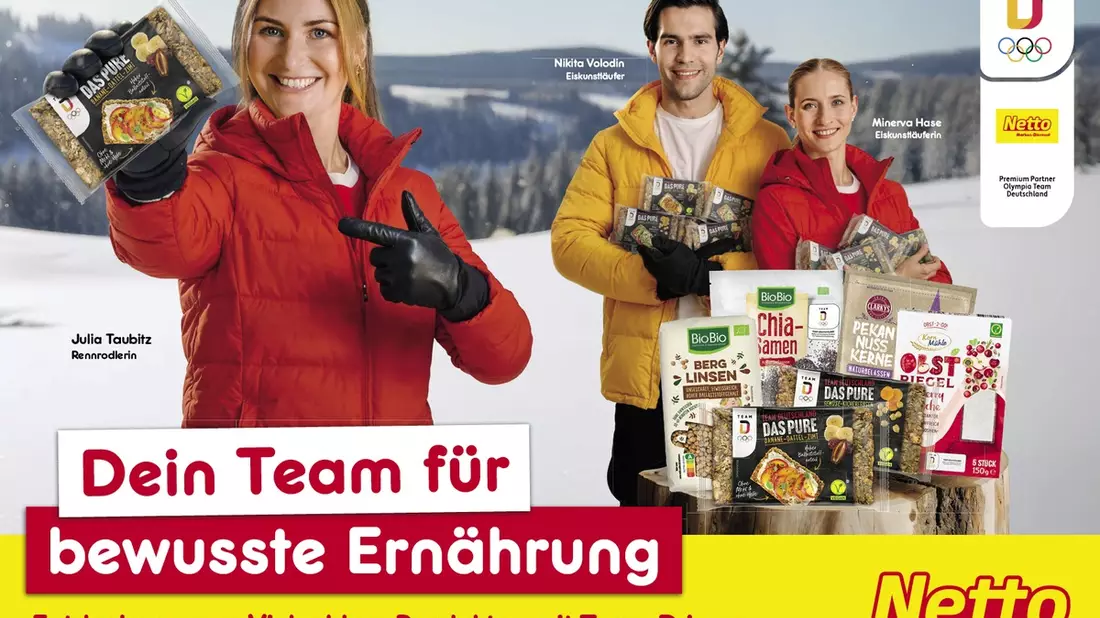 Wintersport-Stimmung in Filialen von Netto Marken-Discount: Gemeinsam Richtung Olympische Winterspiele: Netto startet emotionale 360-Grad-Kampagne mit Team Deutschland - Bild: presseportal.de