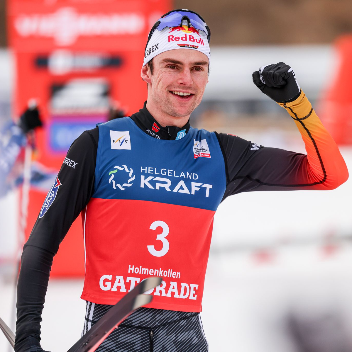 Stark im Zielsprint: Kombinierer Vinzenz Geiger - Foto: Christoffer Andersen/NTB/dpa