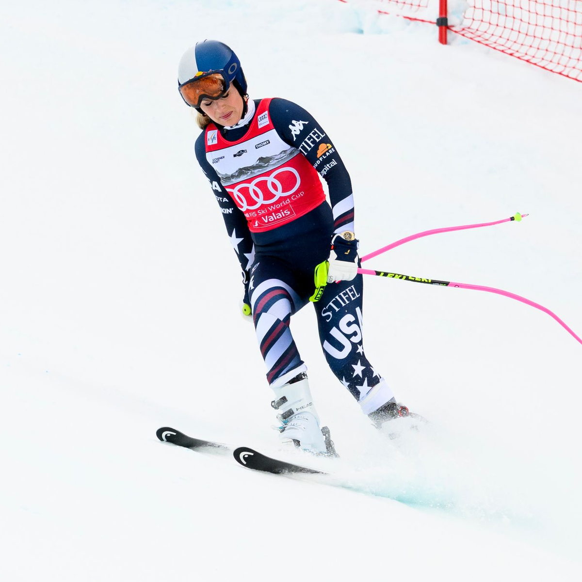 Sorgen ums Knie: Vonn stürzte vorigen Freitag in Crans-Montana. (Archivbild) - Foto: Jean-Christophe Bott/KEYSTONE/dpa