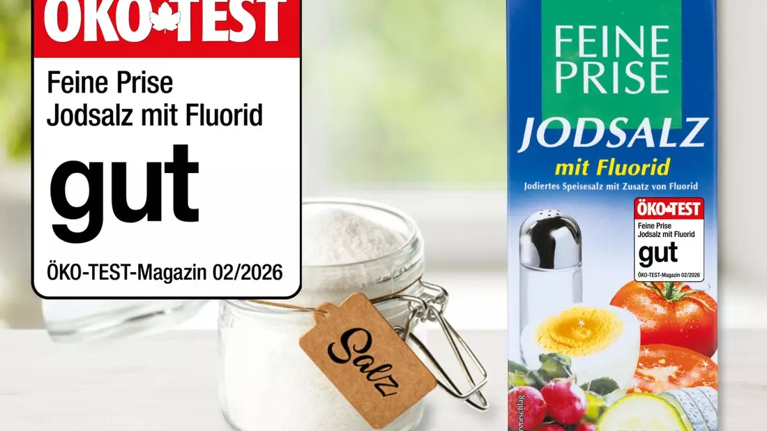 Zum Würzen empfohlen: Jodsalz mit Fluorid der NORMA-Eigenmarke FEINE PRISE im ÖKO-TEST 02/2026 mit gut bewertet / Top-Ergebnis im Vergleich mit anderen Discountern, Supermärkten und sogar Bioläden - Bild: presseportal.de