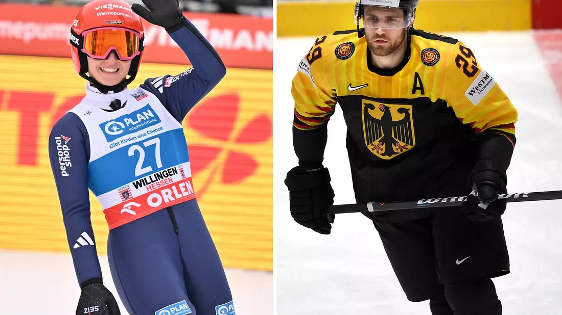 Katharina Schmid in Predazzo und Leon Draisaitl in Mailand führen das deutsche Team bei der Eröffnungsfeier als Fahnenträger an - Bild: Swen Pförtner/Monika Skolimowska/dpa
