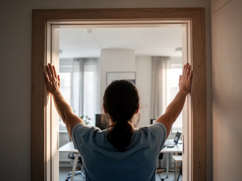 Türrahmen-Stretch bekämpft die gefürchtete Büro-Brust - Foto: über boerse-global.de