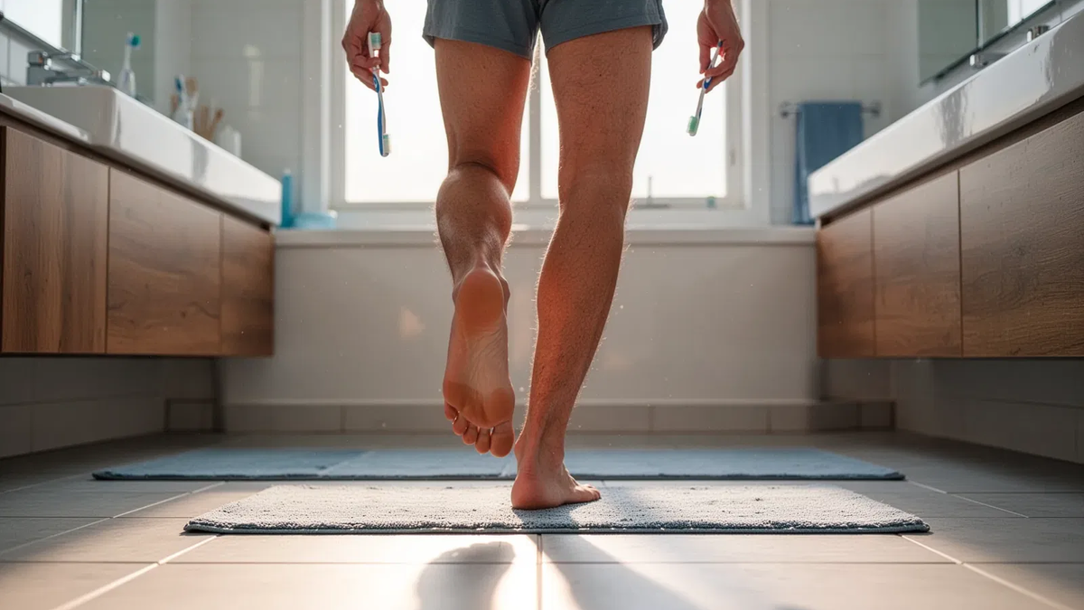 Einbeinstand beim Zähneputzen: Einfache Übung senkt Sturzrisiko - Foto: über boerse-global.de