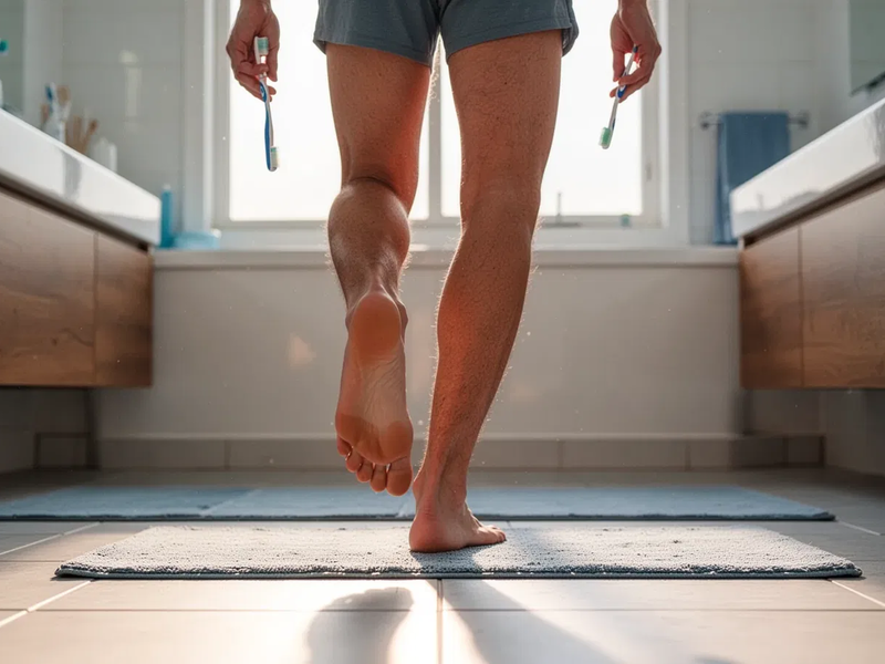 Einbeinstand beim Zähneputzen: Einfache Übung senkt Sturzrisiko - Foto: über boerse-global.de