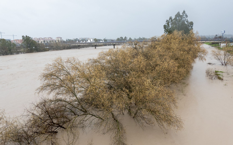 Am Samstag hatte das Sturmtief Marta zahlreiche Flüsse wie hier den Guadalquivir in Andalusien über die Ufer treten lassen. Es war bereits der siebte Atlantiksturm seit Jahresbeginn, der über Portugal, Spanien und Marokko hinwegzog. - Foto: Eduardo Briones/EUROPA PRESS/dpa