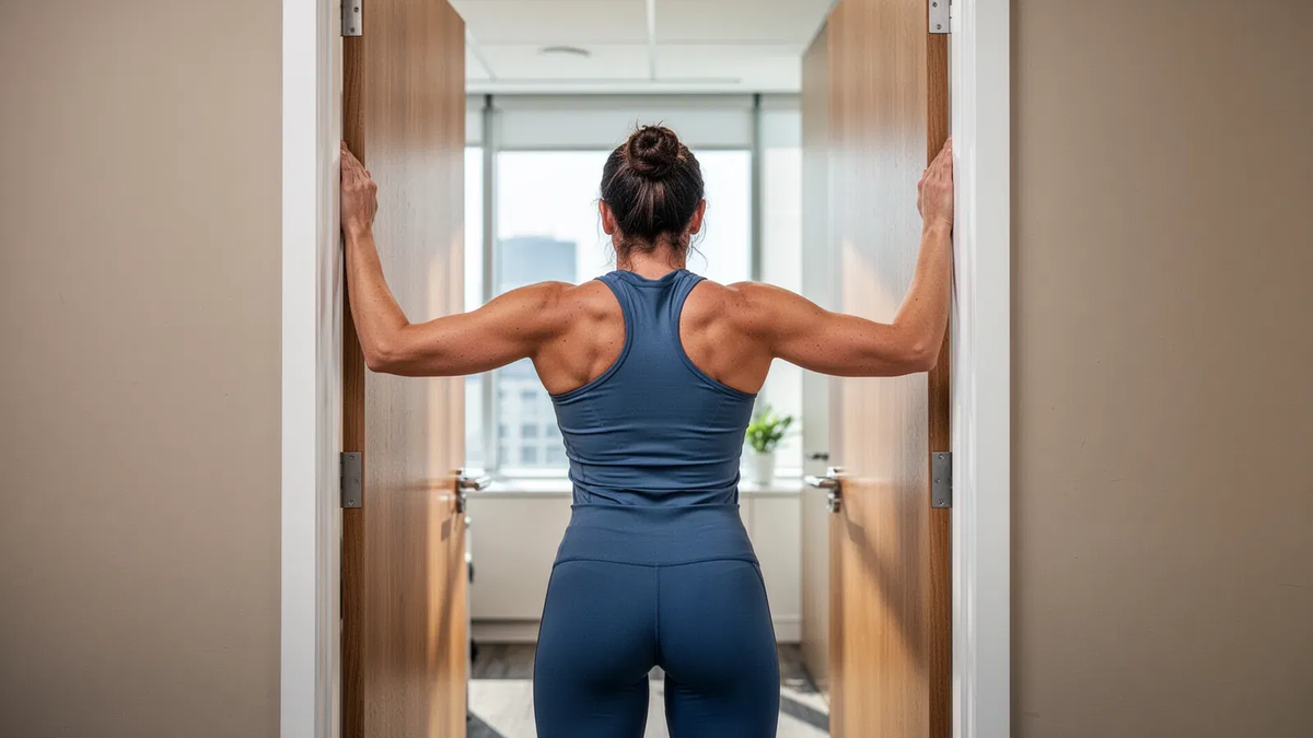 Türrahmen-Dehnung bekämpft den Büro-Rundrücken - Foto: über boerse-global.de