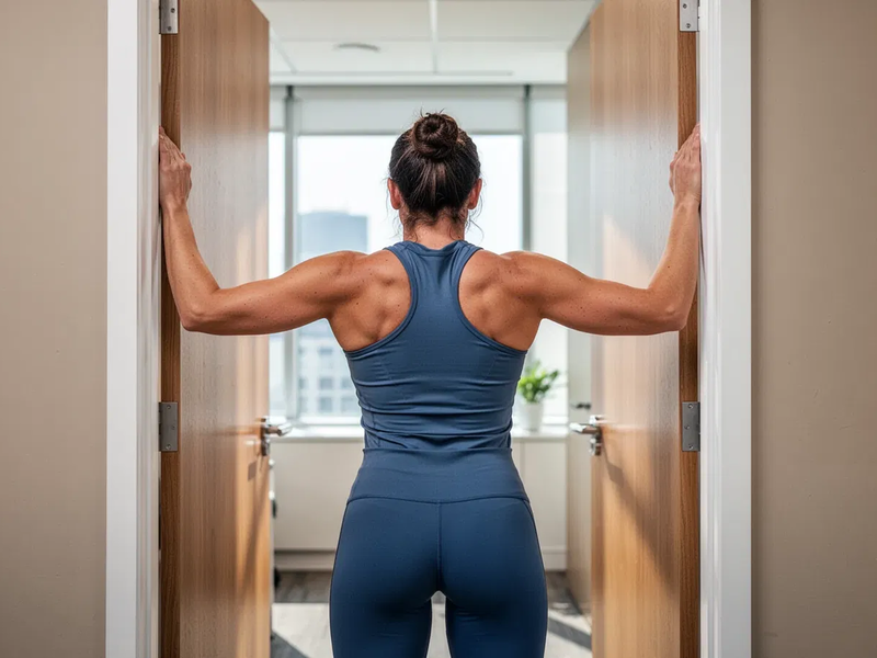 Türrahmen-Dehnung bekämpft den Büro-Rundrücken - Foto: über boerse-global.de