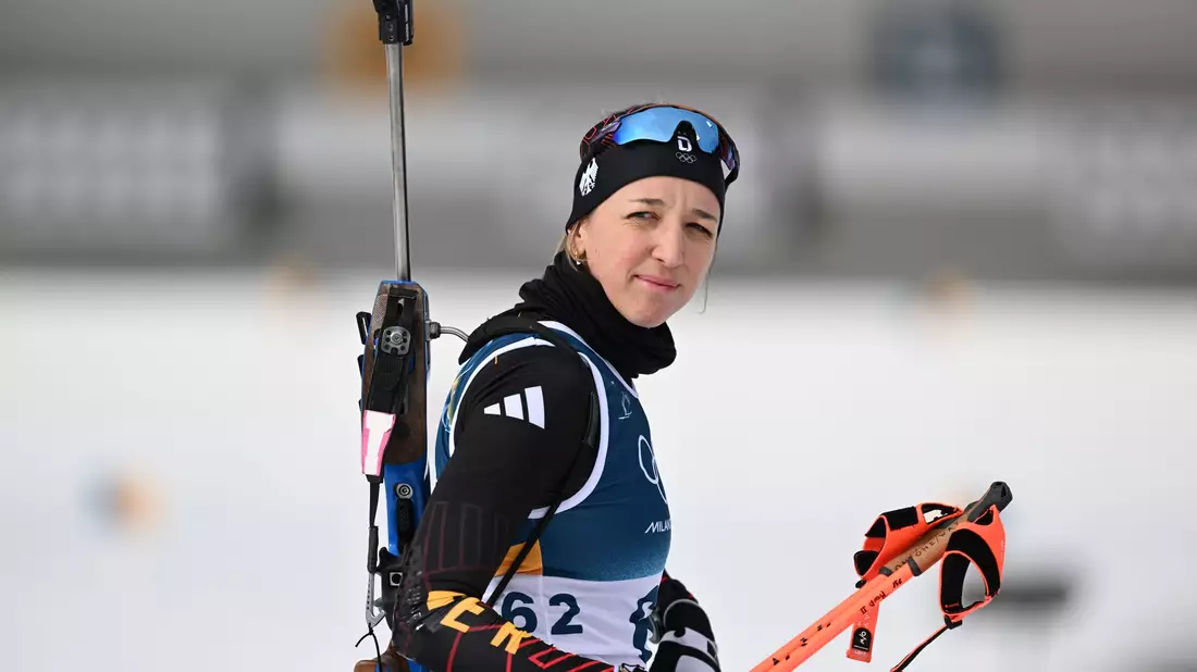 Franziska Preuß leistete sich zwei Schießfehler. - Bild: Hendrik Schmidt/dpa