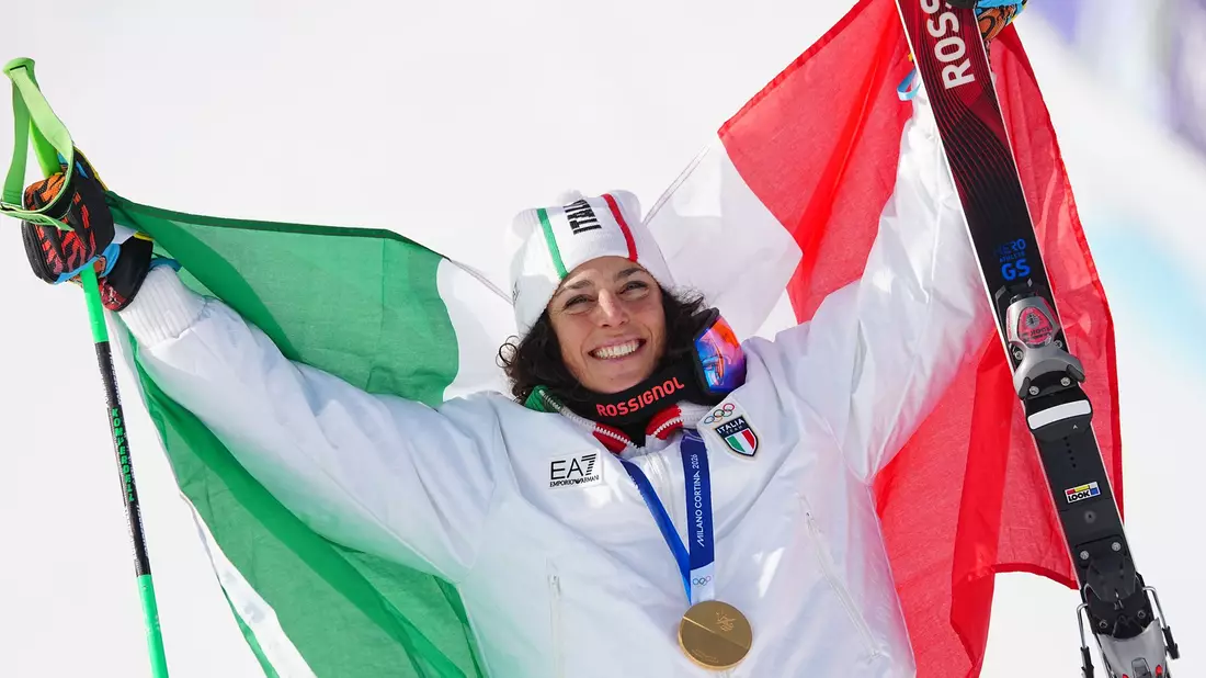 Olympiasiegerin im Super-G: Die Italienerin Federica Brignone. - Bild: Michael Kappeler/dpa
