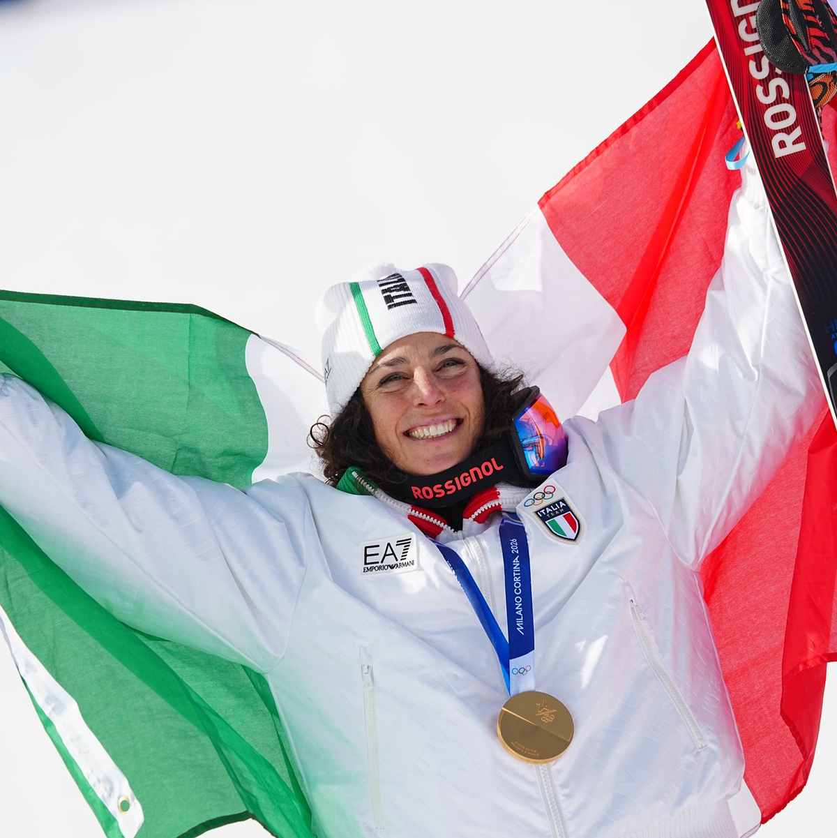 Olympiasiegerin im Super-G: Die Italienerin Federica Brignone. - Foto: Michael Kappeler/dpa