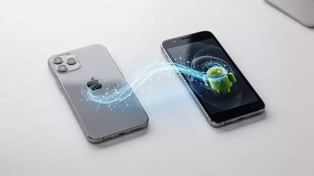 iOS 26.3: Apple öffnet seinen Garten für Android Illustration mit AI erstellt übermittelt durch boerse-global.de