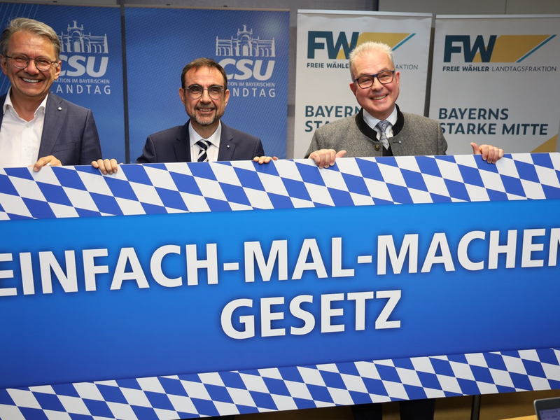 Regierungsfraktionen CSU und FREIE WÄHLER bringen Einfach-mal-machen-Gesetz für Modellregionen auf den Weg - Bürokratieabbau soll in Bayern konkret spürbar werden - Foto: presseportal.de