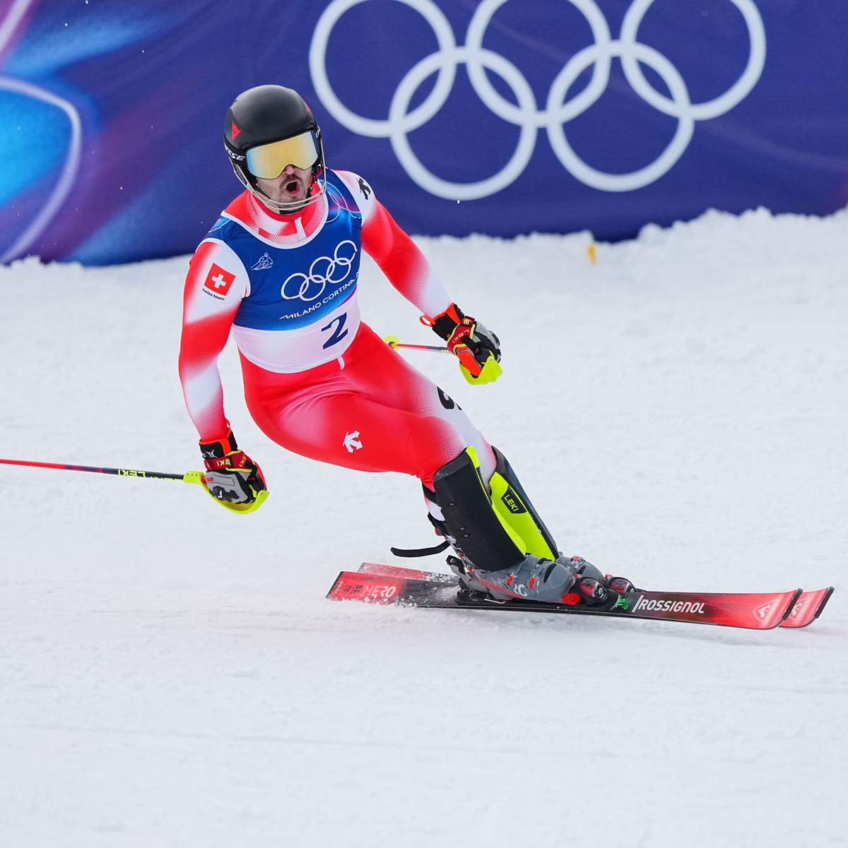 Holte seine dritte Medaille bei den Spielen in Italien: Loic Meillard. - Foto: Michael Kappeler/dpa