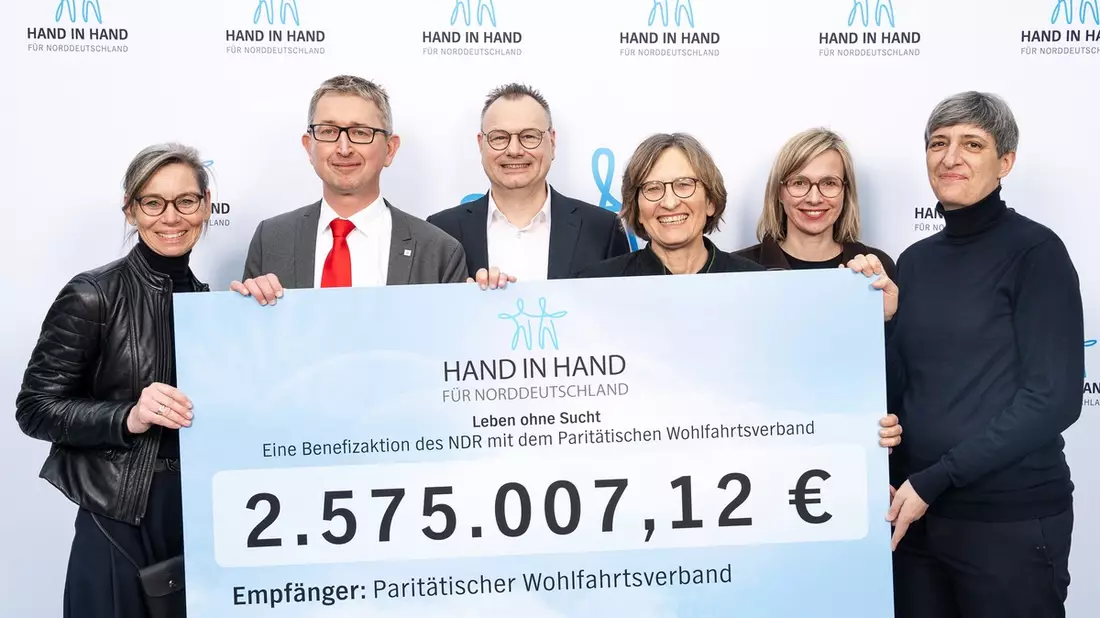 Rund 2.5 Millionen Euro für die Suchthilfe - NDR Benefizaktion Hand in Hand für Norddeutschland - Bild: presseportal.de