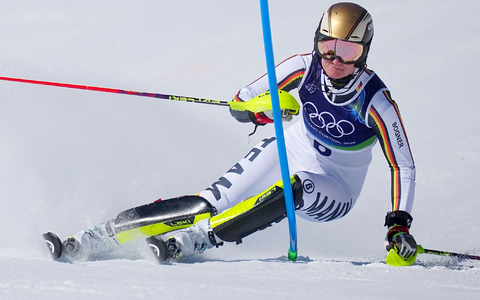 Lena Dürr zeigte im Olympia-Slalom einen starken ersten Lauf. - Foto: Michael Kappeler/dpa