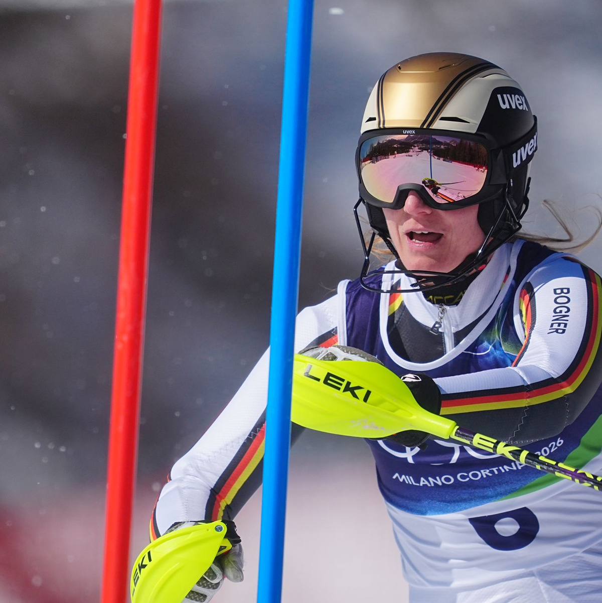 Lena Dürr schied im zweiten Durchgang nach weniger als zwei Sekunden aus. - Foto: Michael Kappeler/dpa