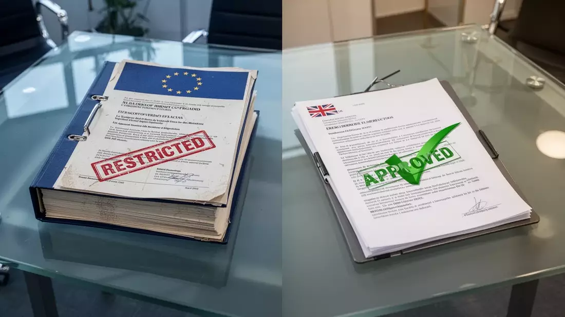 Datenschutz-Spaltung: EU und UK gehen getrennte Wege Illustration mit AI erstellt übermittelt durch boerse-global.de