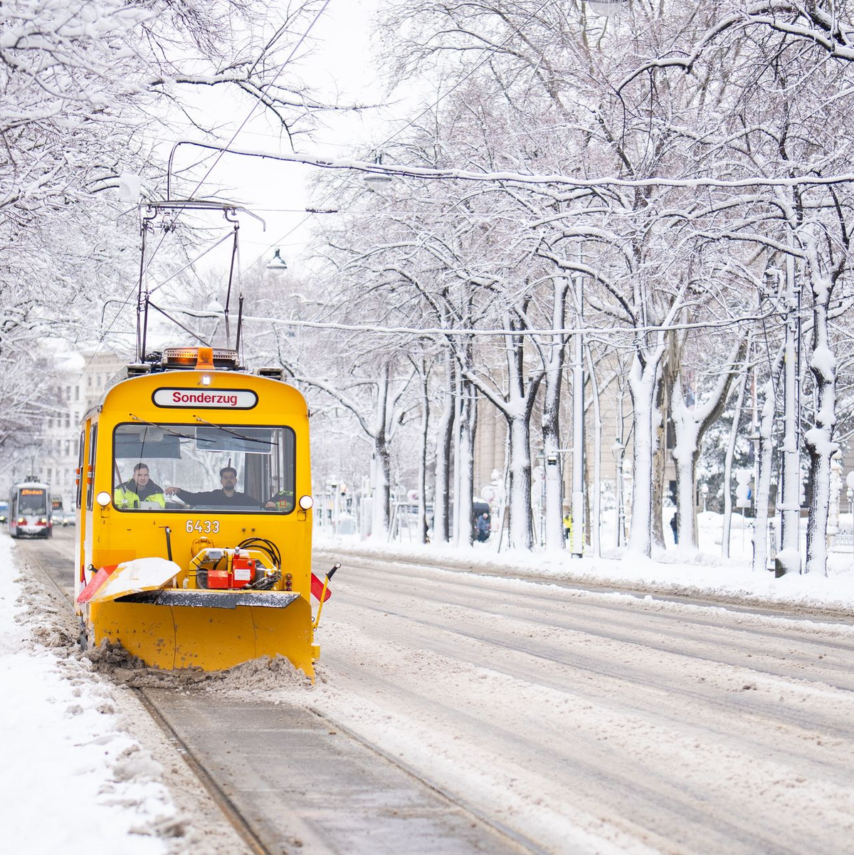Die Straßen in Wien präsentieren sich weiß. - Foto: Georg Hochmuth/APA/dpa