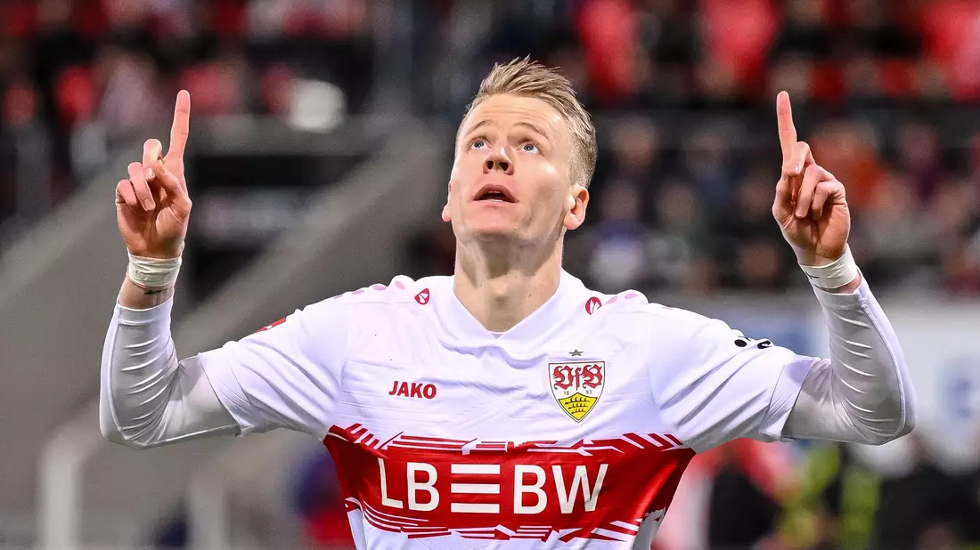 Chris Führich jubelte über seinen Treffer zum zwischenzeitlichen 1:0. - Bild: Harry Langer/dpa