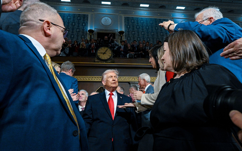 Trump hat seine Grundsatzrede begonnen. - Foto: Kenny Holston/Pool The New York Times/AP/dpa