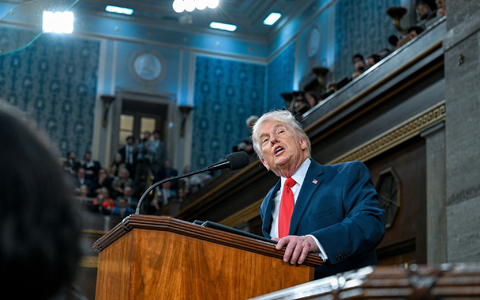 Trump fand in seiner Rede wie so viel Lob für die eigene Politik.  - Foto: Kenny Holston/Pool The New York Times/AP/dpa