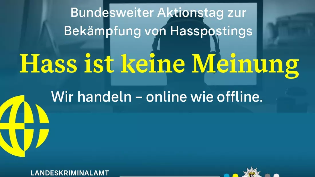 LKA-BW: Landeskriminalamt Baden-Württemberg beim bundesweiten Aktionstag zur Bekämpfung von strafbaren Hasspostings aktiv - sehr niedrige Fallzahlen in Baden-Württemberg - Bild: presseportal.de