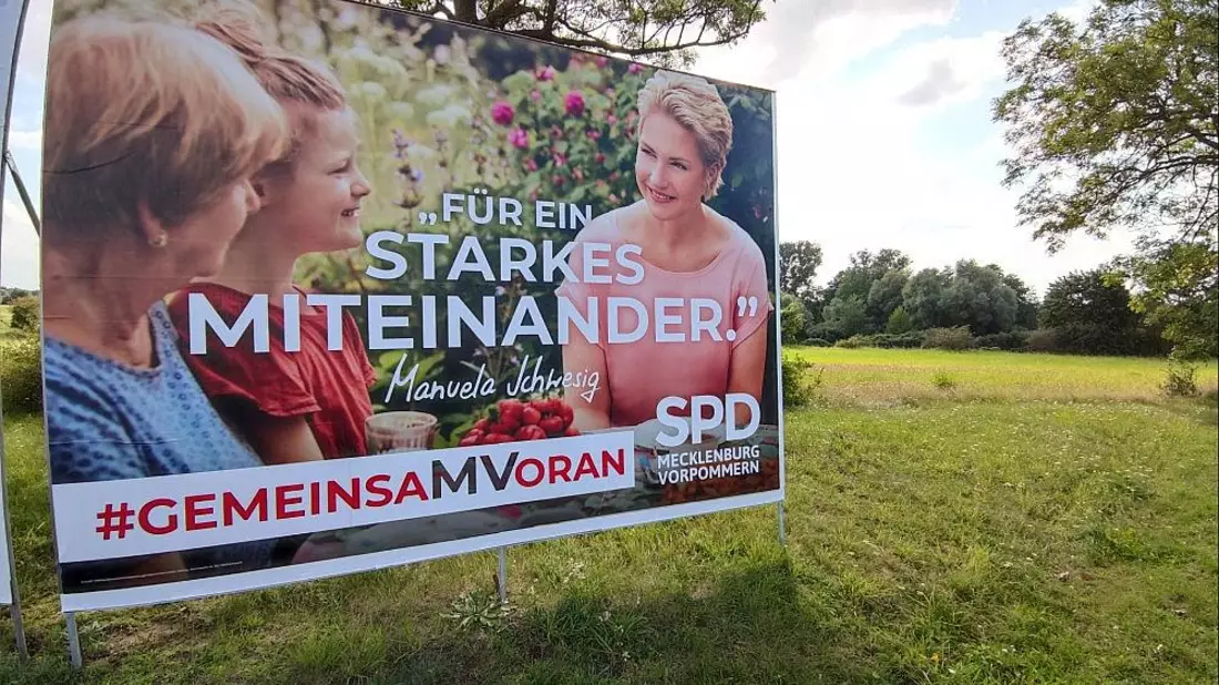 SPD-Plakat zur Landtagswahl Mecklenburg-Vorpommern 2021 (Archiv) - Bild: via dts Nachrichtenagentur