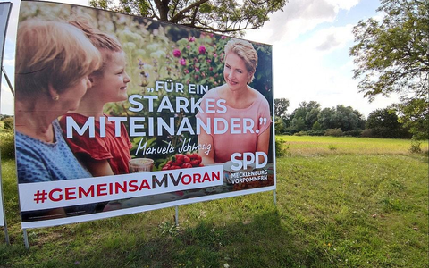 SPD-Plakat zur Landtagswahl Mecklenburg-Vorpommern 2021 (Archiv) - Foto: via dts Nachrichtenagentur
