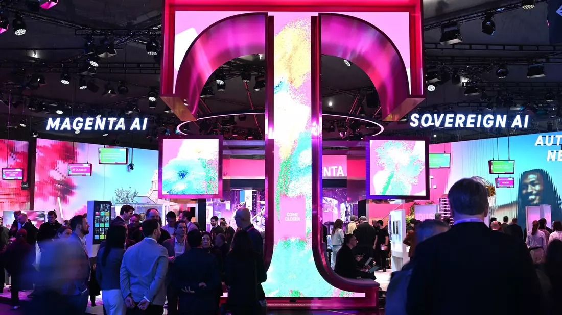 Der Telekom-Messestand beim MWC. - Bild: Wolf von Dewitz/dpa