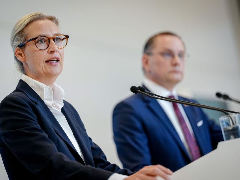 Alice Weidel und Tino Chrupalla stehen gemeinsam an der Spitze der AfD und sind auch Co-Vorsitzende der AfD-Bundestagsfraktion. (Archivfoto) - Foto: Kay Nietfeld/dpa