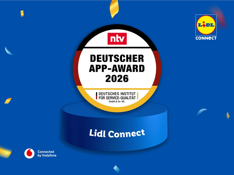 Lidl Connect erhält Deutschen App-Award 2026 / Auszeichnung bestätigt hohe Nutzerzufriedenheit und einfache mobile Tarifverwaltung - Foto: presseportal.de