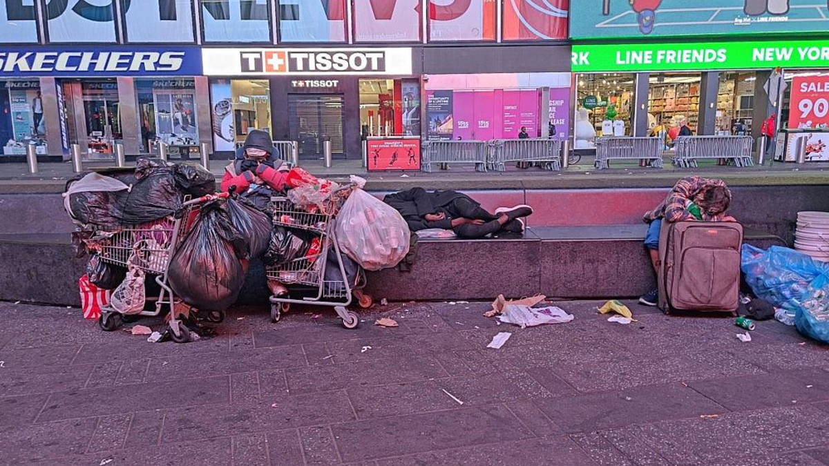 Obdachlose in den USA am Times Square - Foto: via dts Nachrichtenagentur