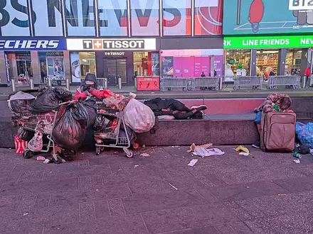 Obdachlose in den USA am Times Square - Foto: via dts Nachrichtenagentur