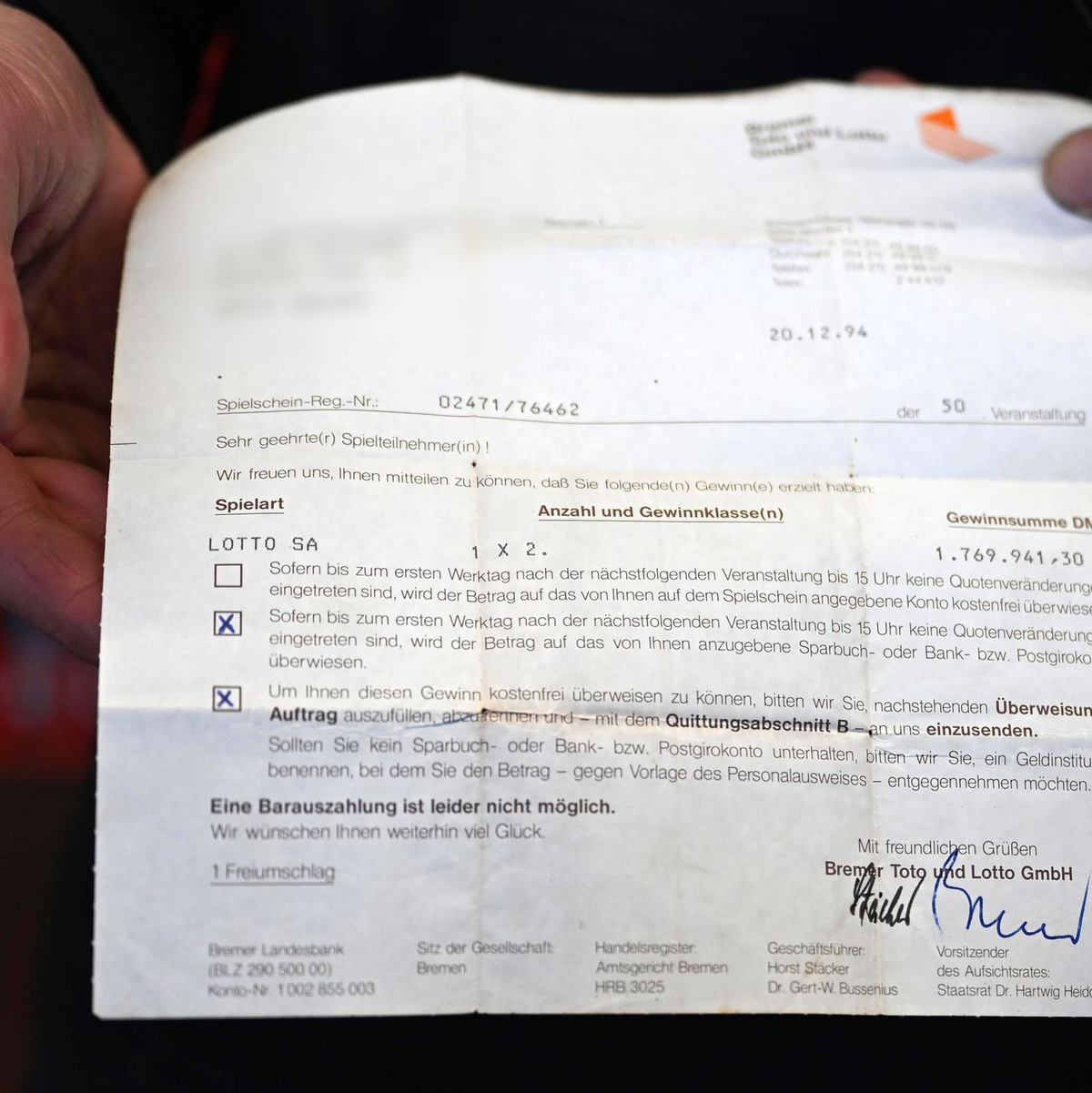  Intemann hat 1994 fast 1,8 Millionen Mark im Lotto gewonnen. - Foto: Shireen Broszies/dpa